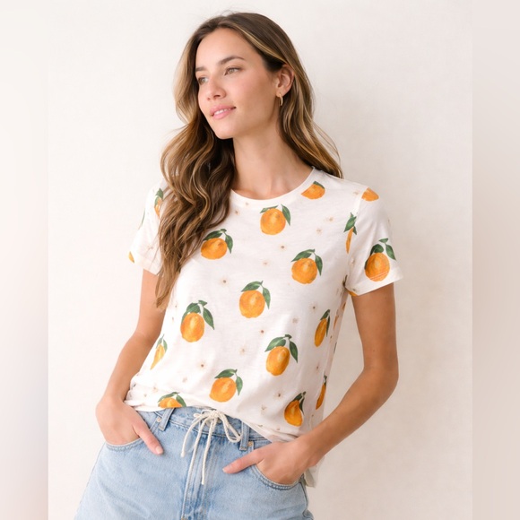 Marine Layer Tops - Marine Layer Swing Crew Tee Orange 🍊 Print Size Small